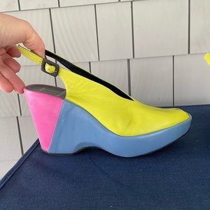 Thierry Rabotin RARE 39.5 US9/9.5 colorful high wedge sling back